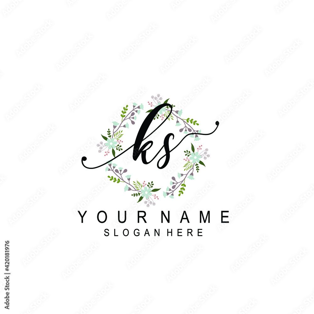 KS beautiful Initial handwriting logo template KS beautiful Initial handwriting logo template