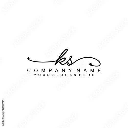 KS beautiful Initial handwriting logo template