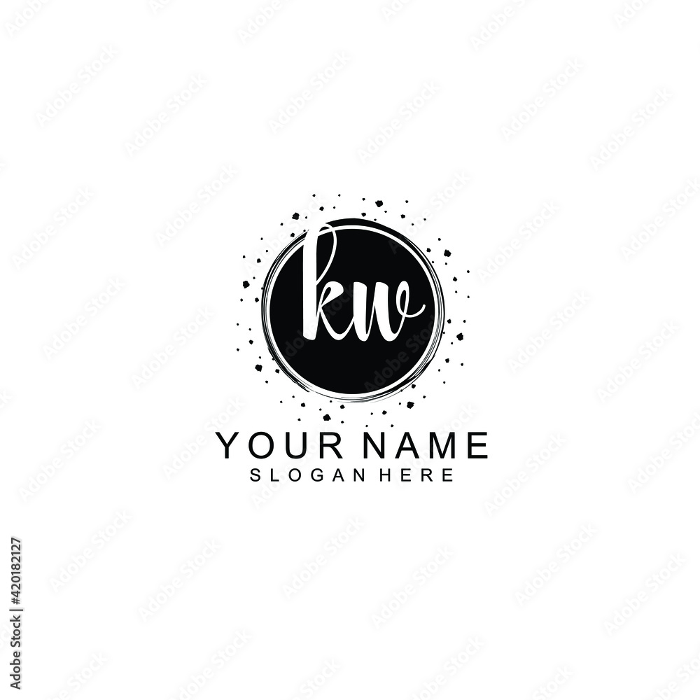 KW beautiful Initial handwriting logo template KW beautiful Initial handwriting logo template