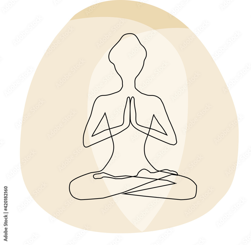 Young woman doing yoga or fitness exercises. Lotus Pose. Healthy lifestyle symbol. Collection icon yoga positions - Vector icon Young woman doing yoga or fitness exercises. Lotus Pose. Healthy lifestyle symbol. Collection icon yoga positions - Vector icon