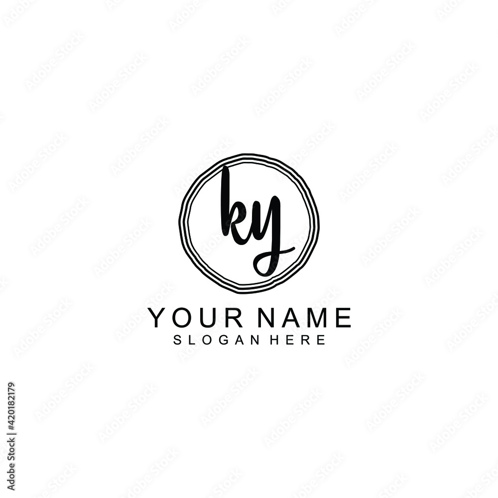 KY beautiful Initial handwriting logo template