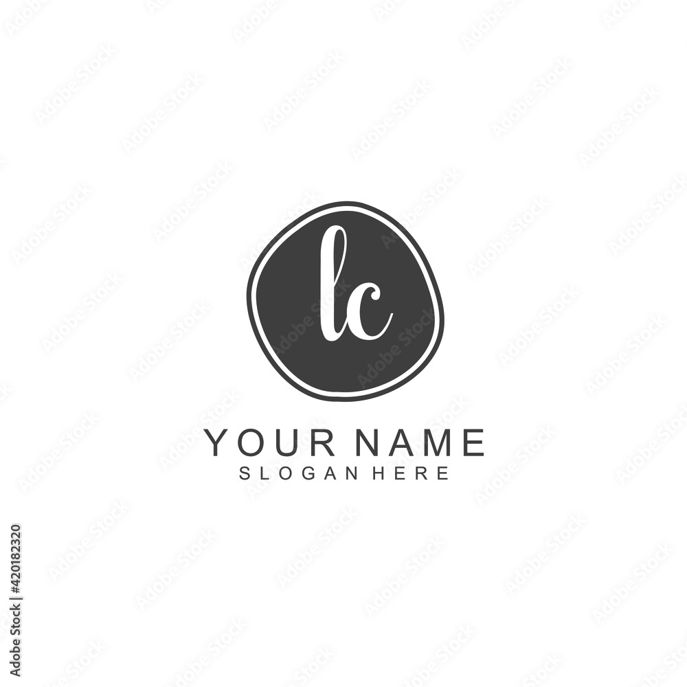 LC beautiful Initial handwriting logo template LC beautiful Initial handwriting logo template