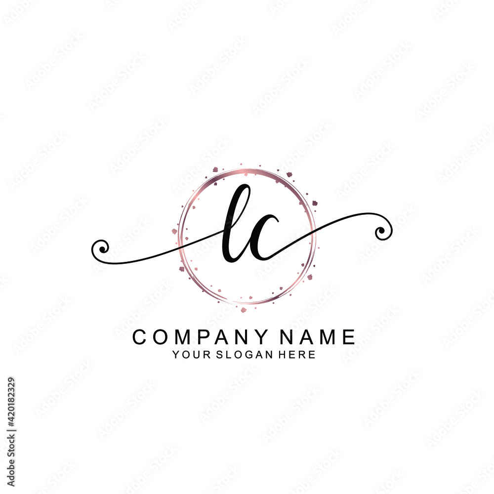 LC beautiful Initial handwriting logo template LC beautiful Initial handwriting logo template