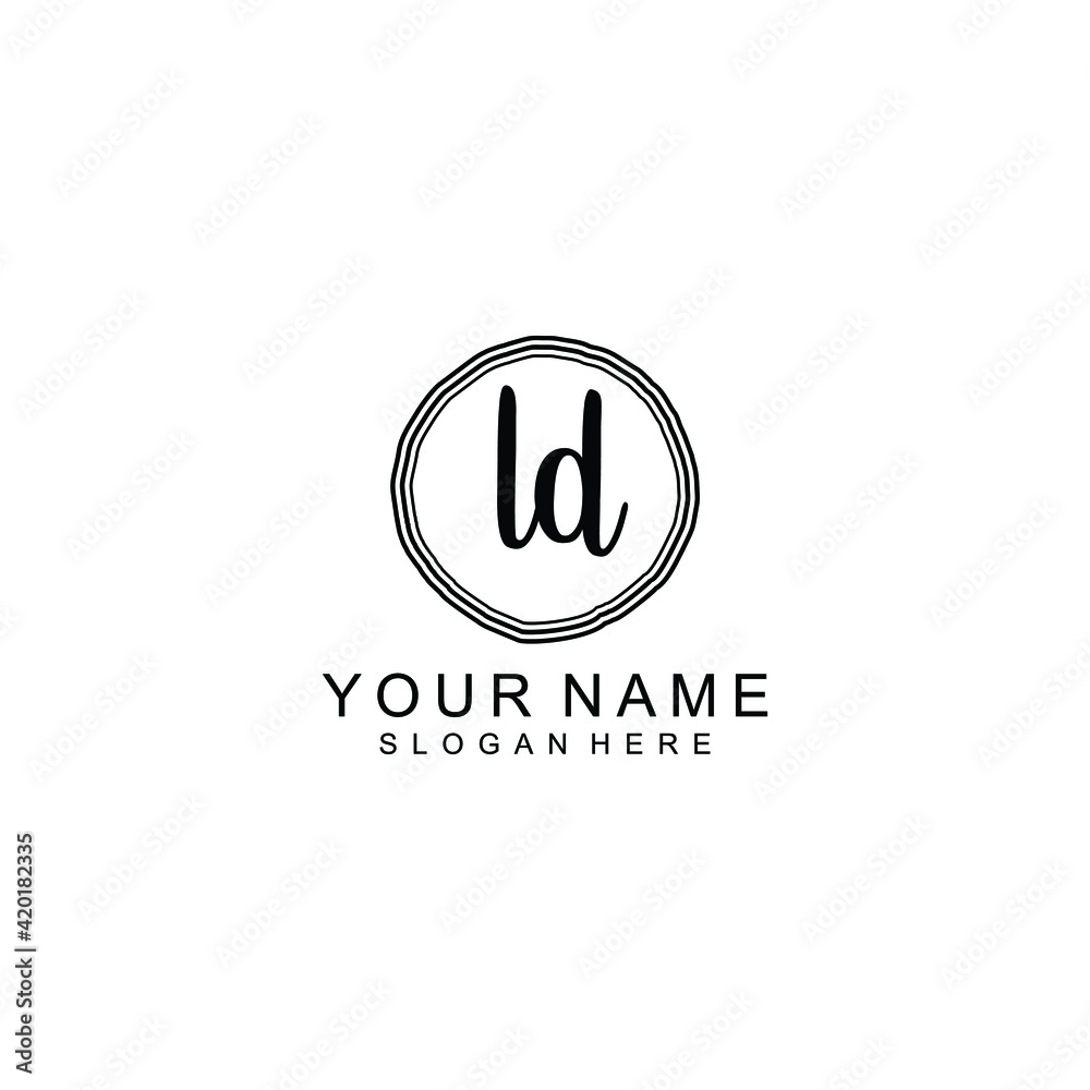LD beautiful Initial handwriting logo template LD beautiful Initial handwriting logo template