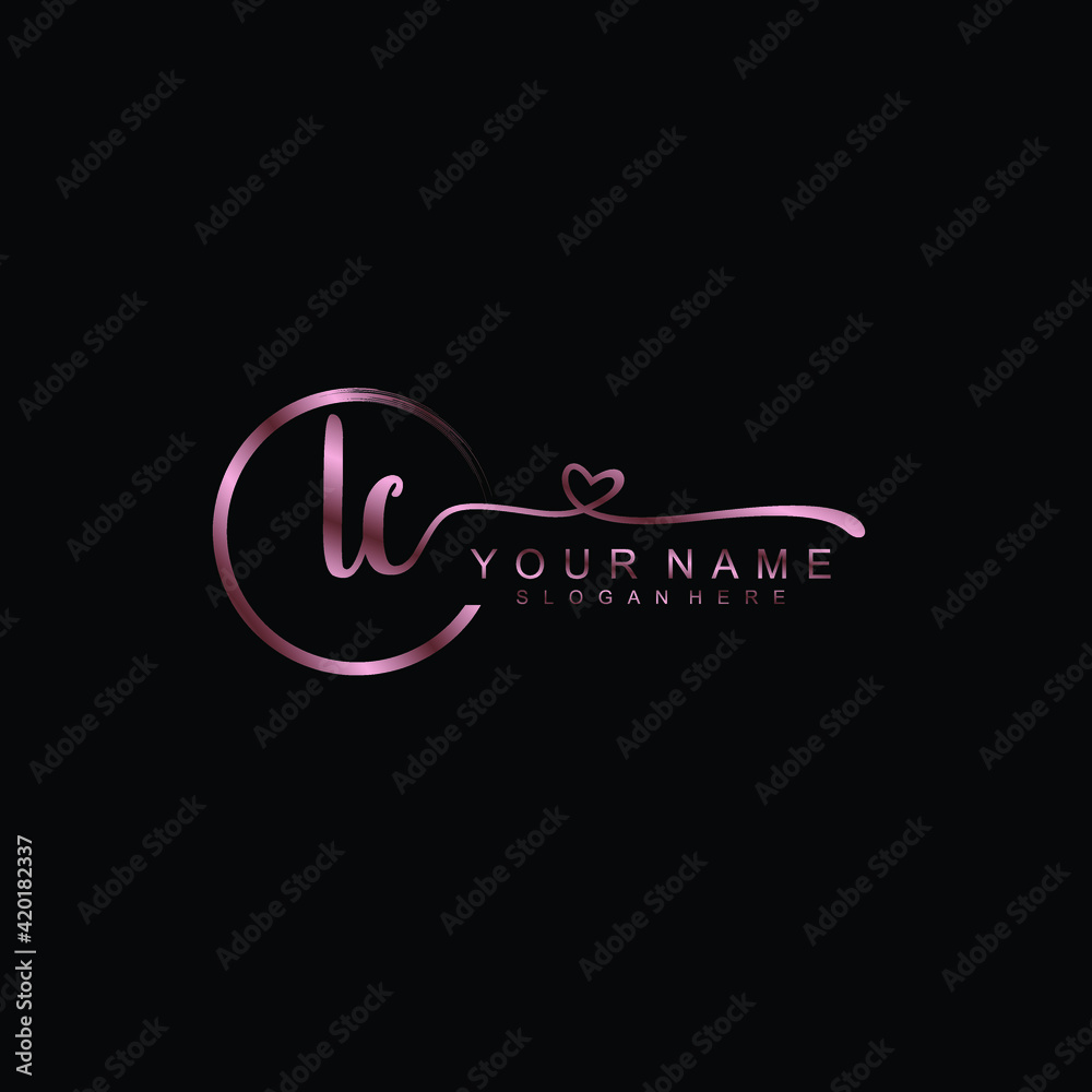 LC beautiful Initial handwriting logo template LC beautiful Initial handwriting logo template