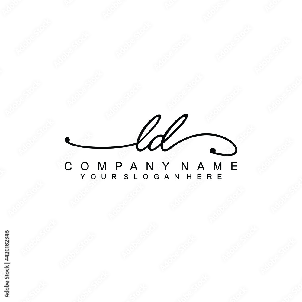 LD beautiful Initial handwriting logo template LD beautiful Initial handwriting logo template