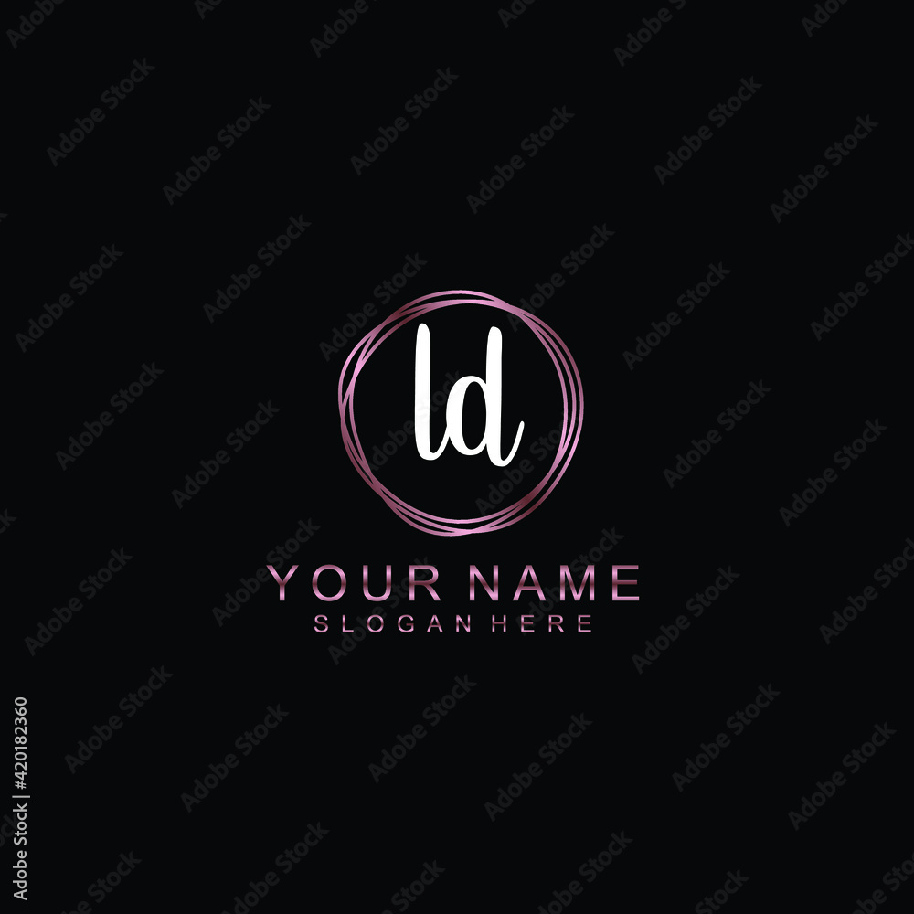 LD beautiful Initial handwriting logo template LD beautiful Initial handwriting logo template