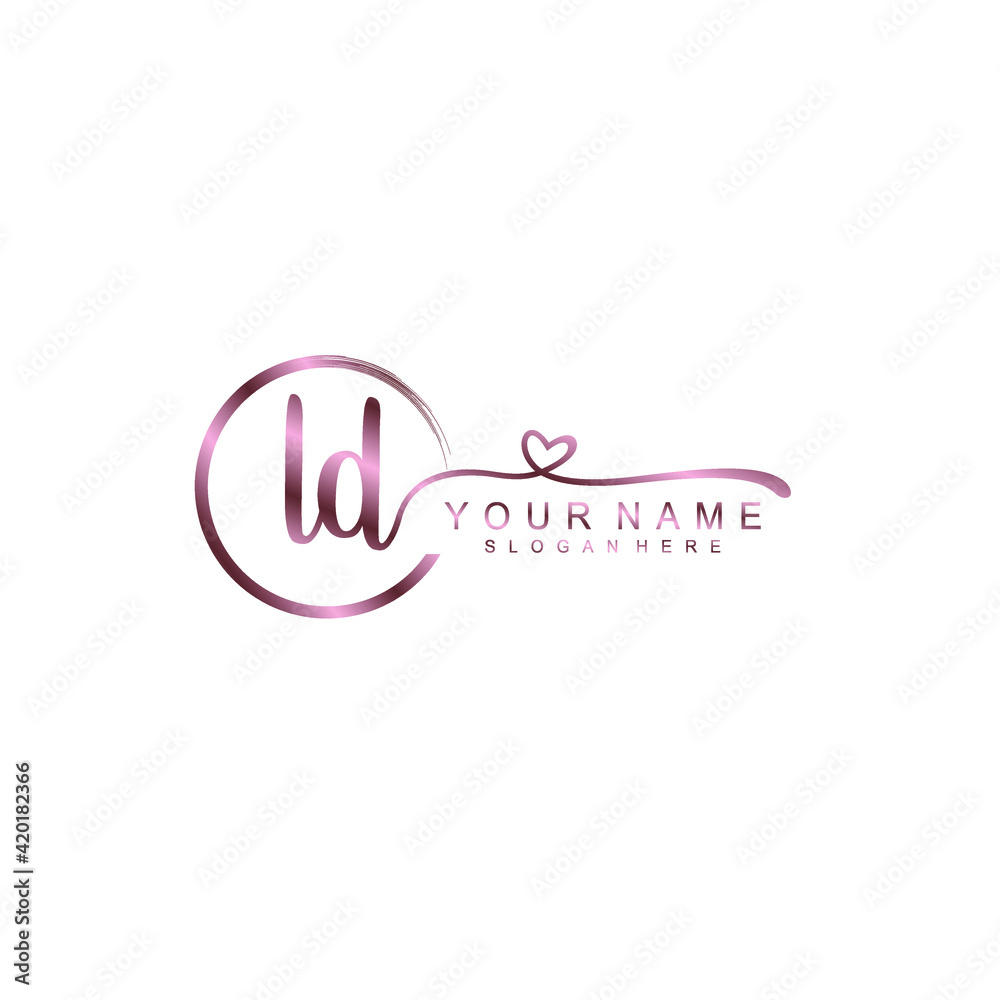 LD beautiful Initial handwriting logo template LD beautiful Initial handwriting logo template