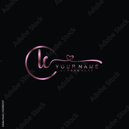 LC beautiful Initial handwriting logo template