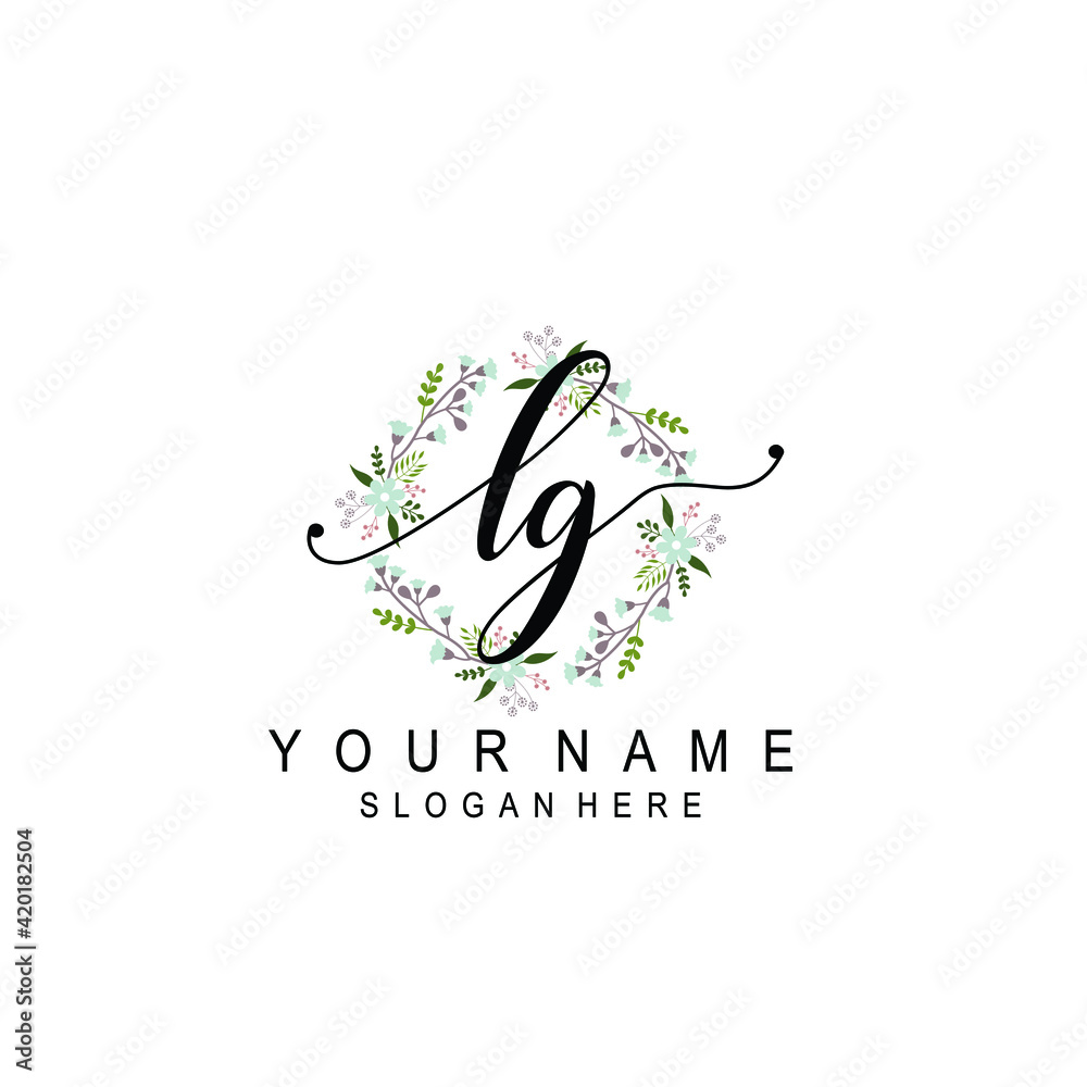 LG beautiful Initial handwriting logo template LG beautiful Initial handwriting logo template