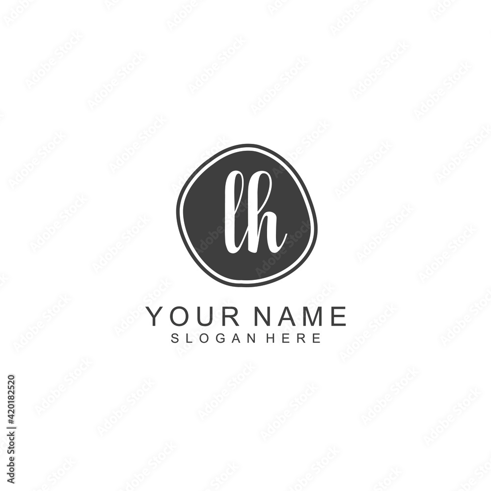 LH beautiful Initial handwriting logo template LH beautiful Initial handwriting logo template