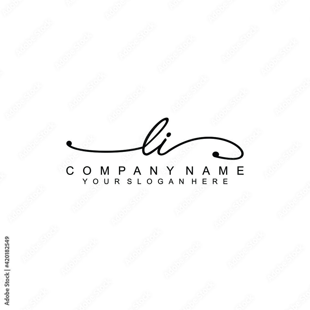 LI beautiful Initial handwriting logo template LI beautiful Initial handwriting logo template