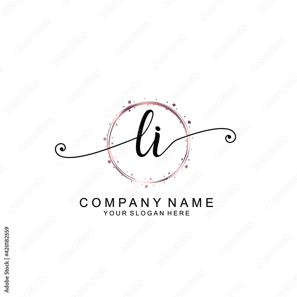 LI beautiful Initial handwriting logo template LI beautiful Initial handwriting logo template