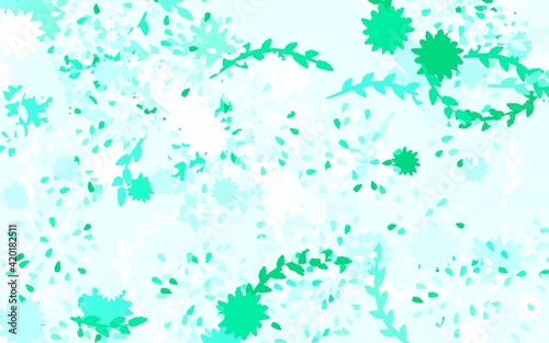 Light Green vector doodle pattern with flowers