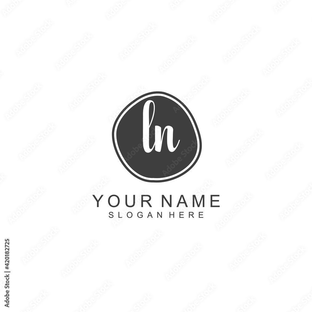 LN beautiful Initial handwriting logo template LN beautiful Initial handwriting logo template
