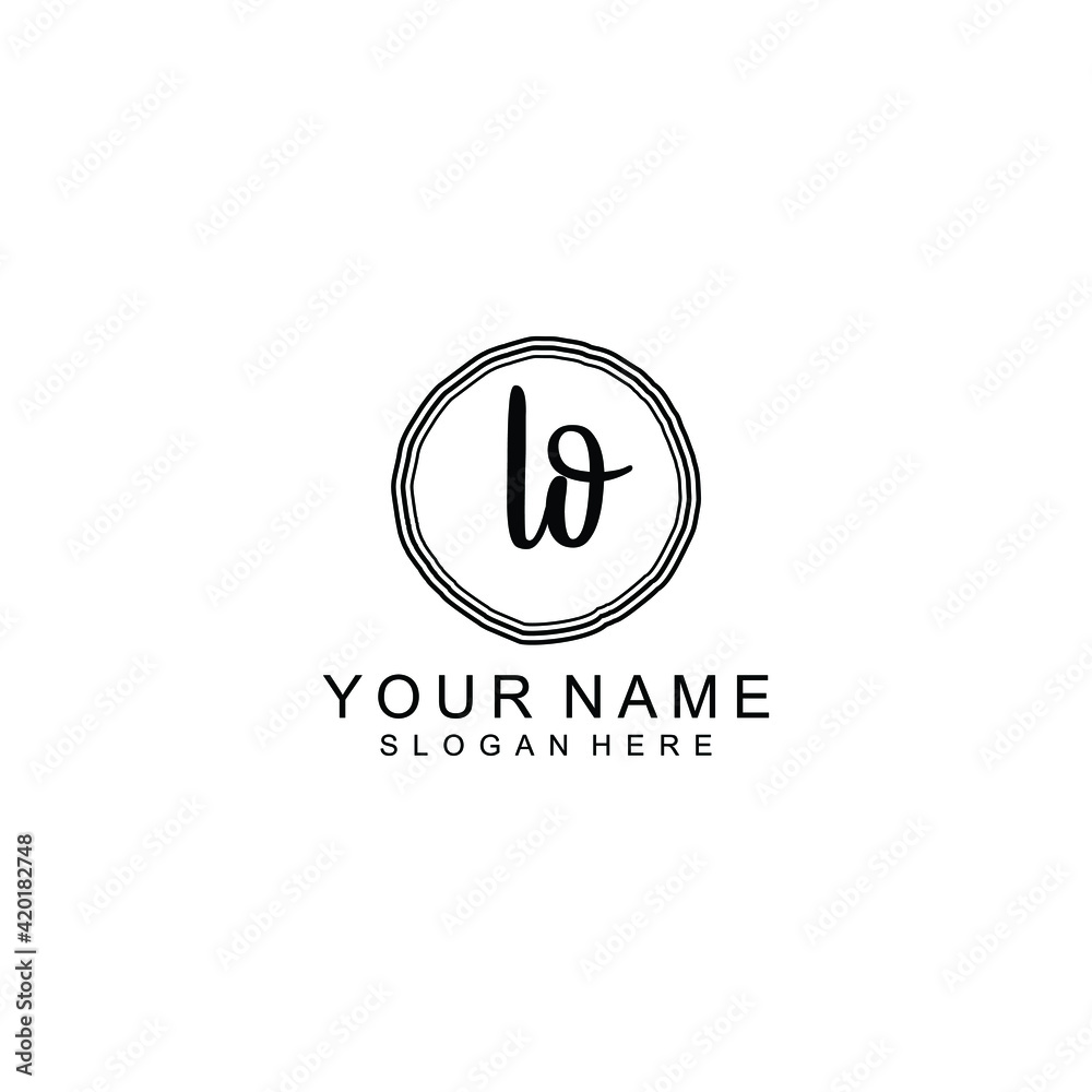 LO beautiful Initial handwriting logo template LO beautiful Initial handwriting logo template
