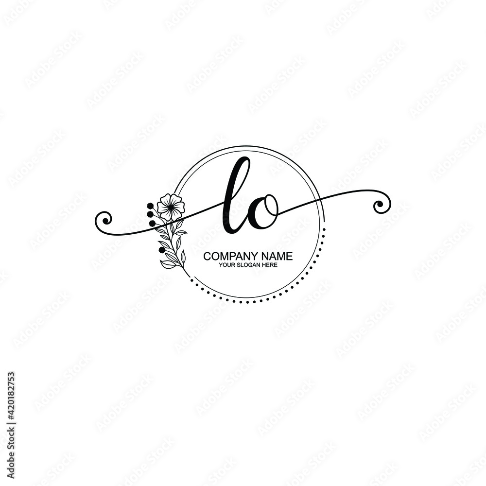LO beautiful Initial handwriting logo template LO beautiful Initial handwriting logo template