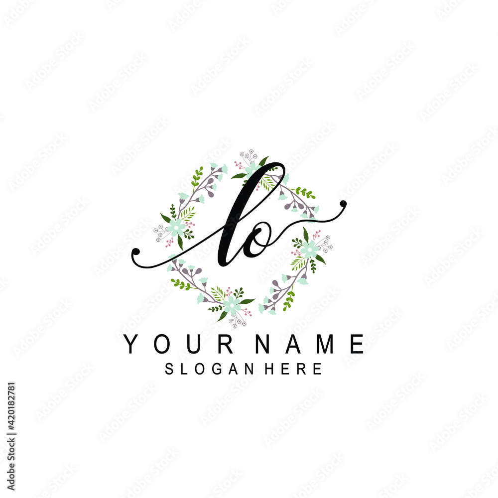LO beautiful Initial handwriting logo template LO beautiful Initial handwriting logo template