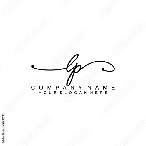 LP beautiful Initial handwriting logo template