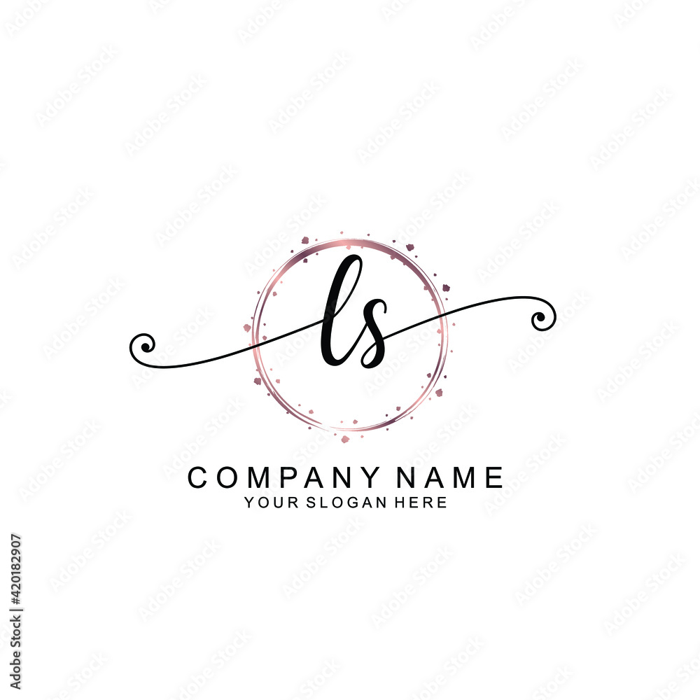 LS beautiful Initial handwriting logo template