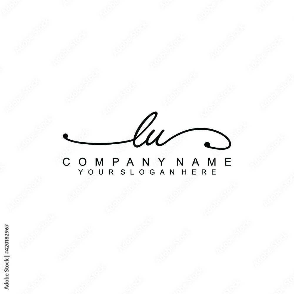 LU beautiful Initial handwriting logo template LU beautiful Initial handwriting logo template