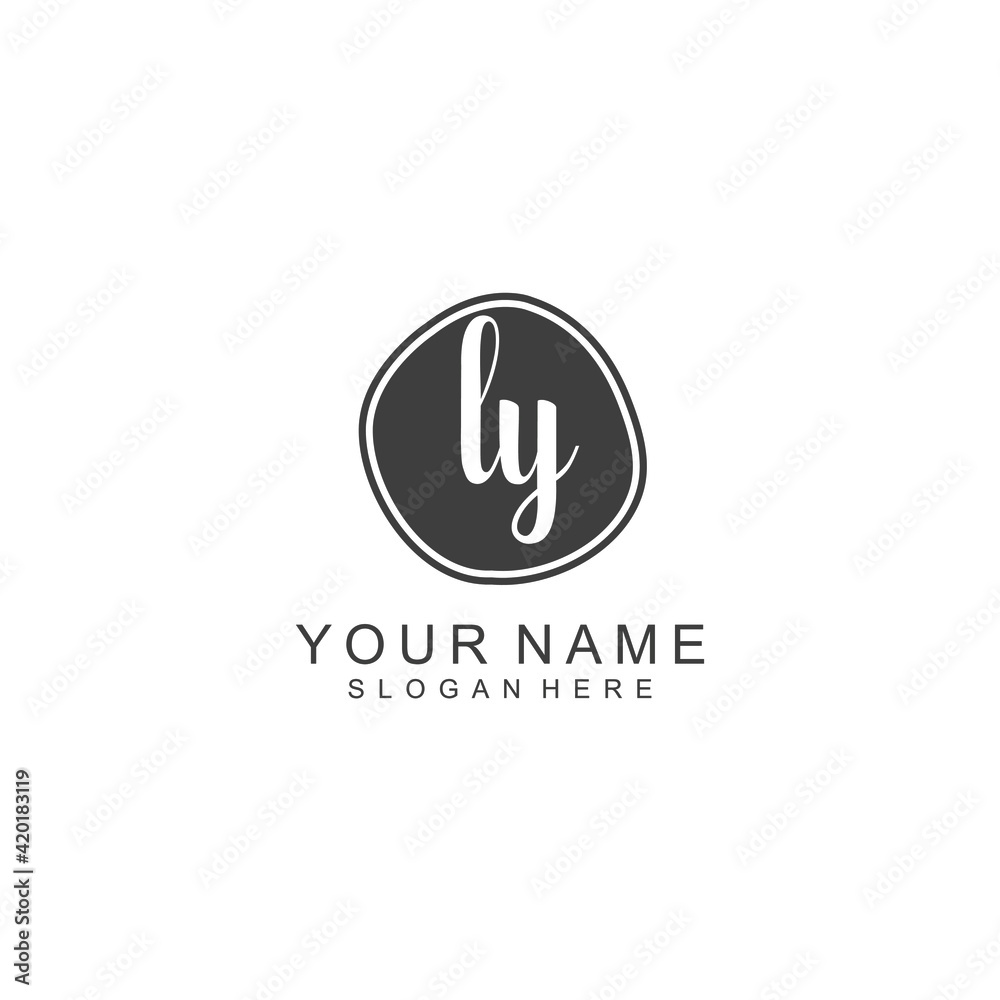 LY beautiful Initial handwriting logo template LY beautiful Initial handwriting logo template