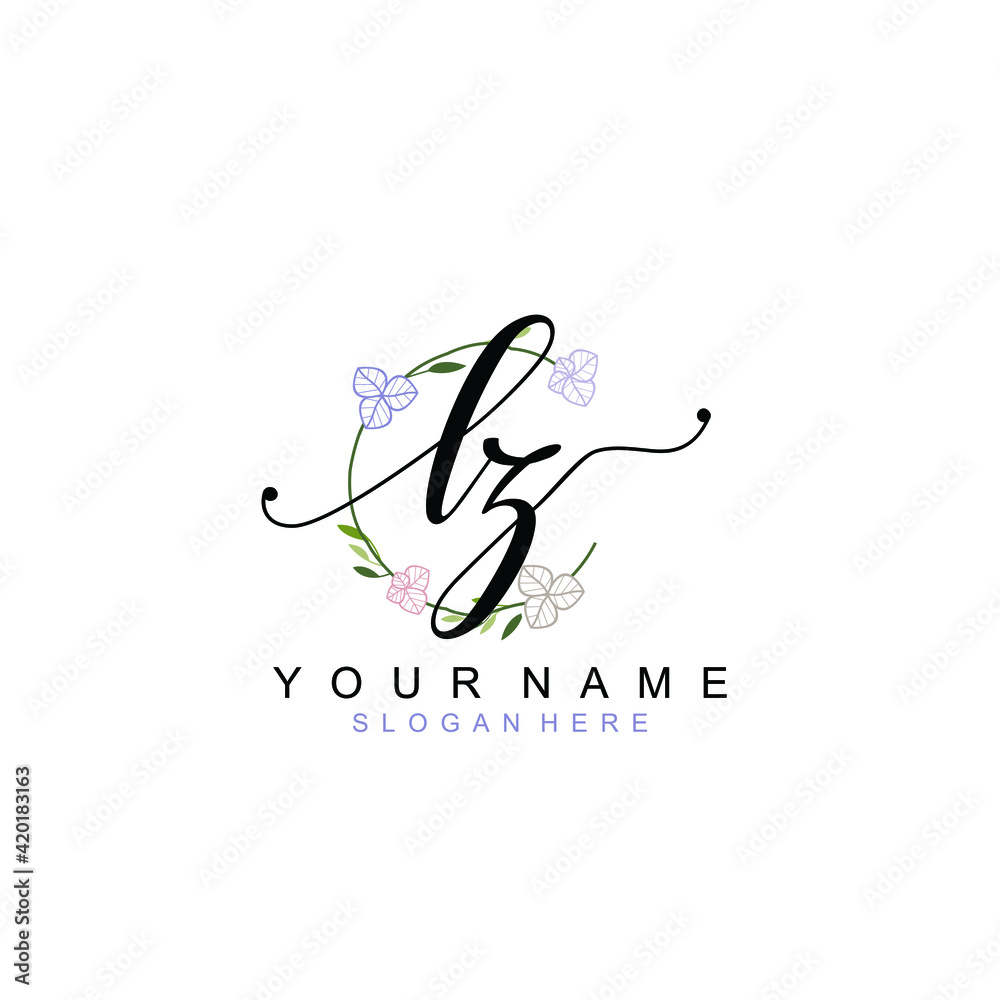 LZ beautiful Initial handwriting logo template LZ beautiful Initial handwriting logo template