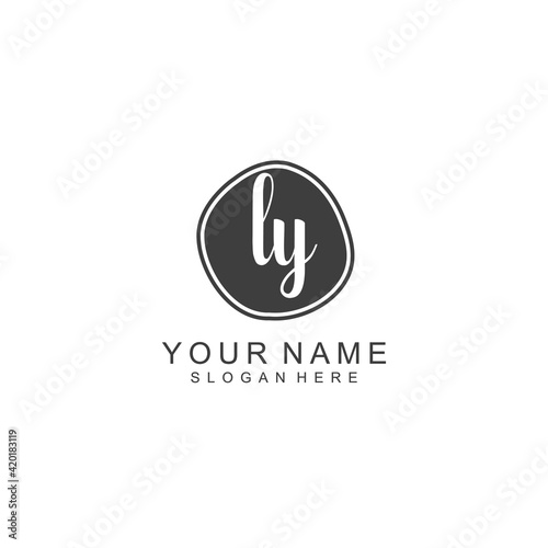 LY beautiful Initial handwriting logo template