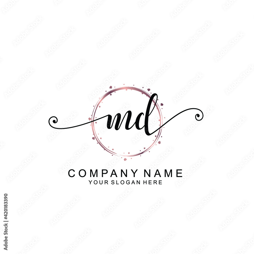 MD beautiful Initial handwriting logo template MD beautiful Initial handwriting logo template