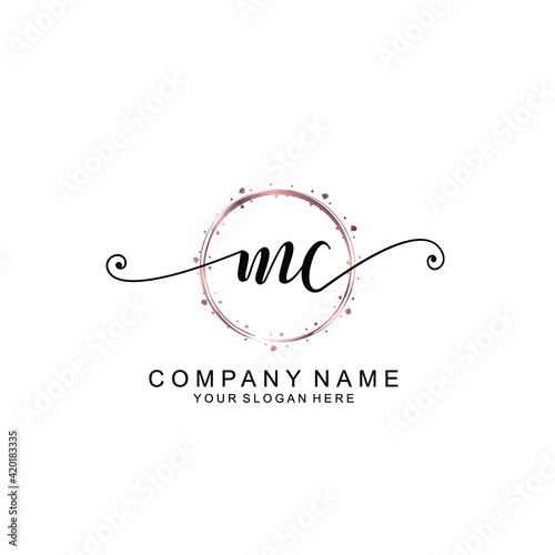 MC beautiful Initial handwriting logo template