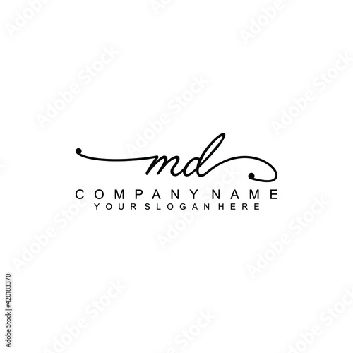 MD beautiful Initial handwriting logo template