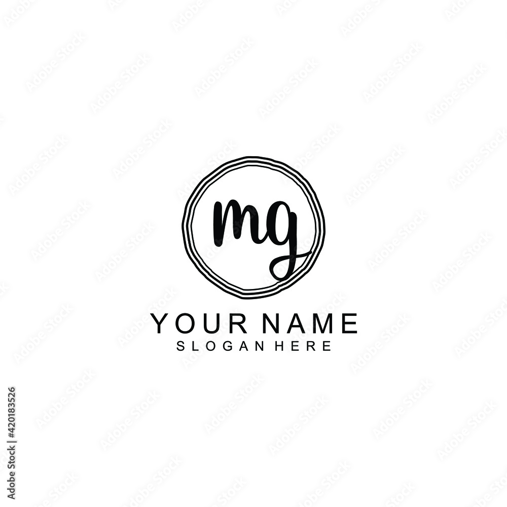 MG beautiful Initial handwriting logo template