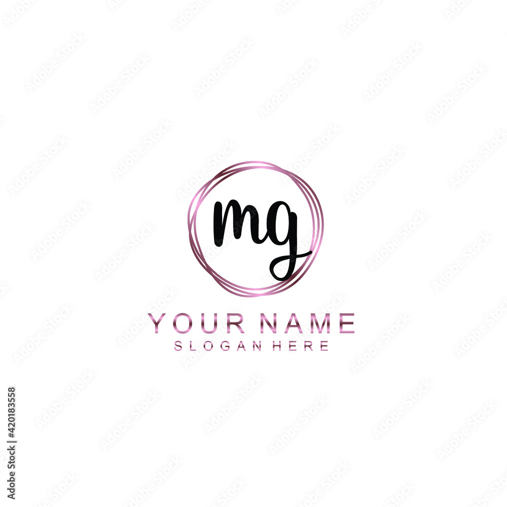 MG beautiful Initial handwriting logo template MG beautiful Initial handwriting logo template