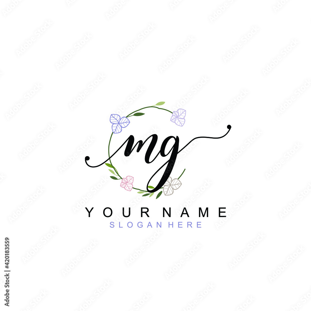 MG beautiful Initial handwriting logo template MG beautiful Initial handwriting logo template