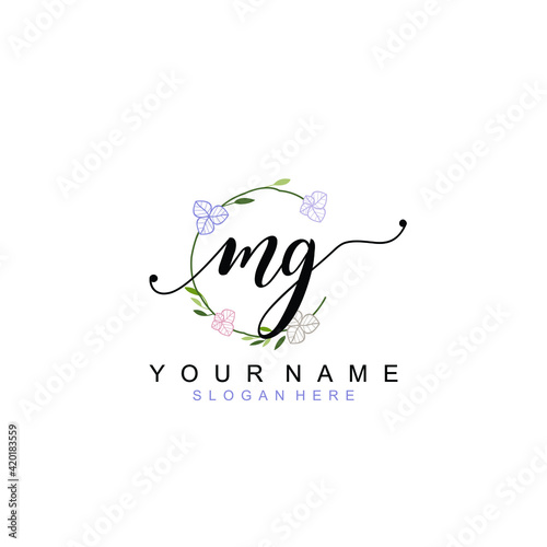 MG beautiful Initial handwriting logo template