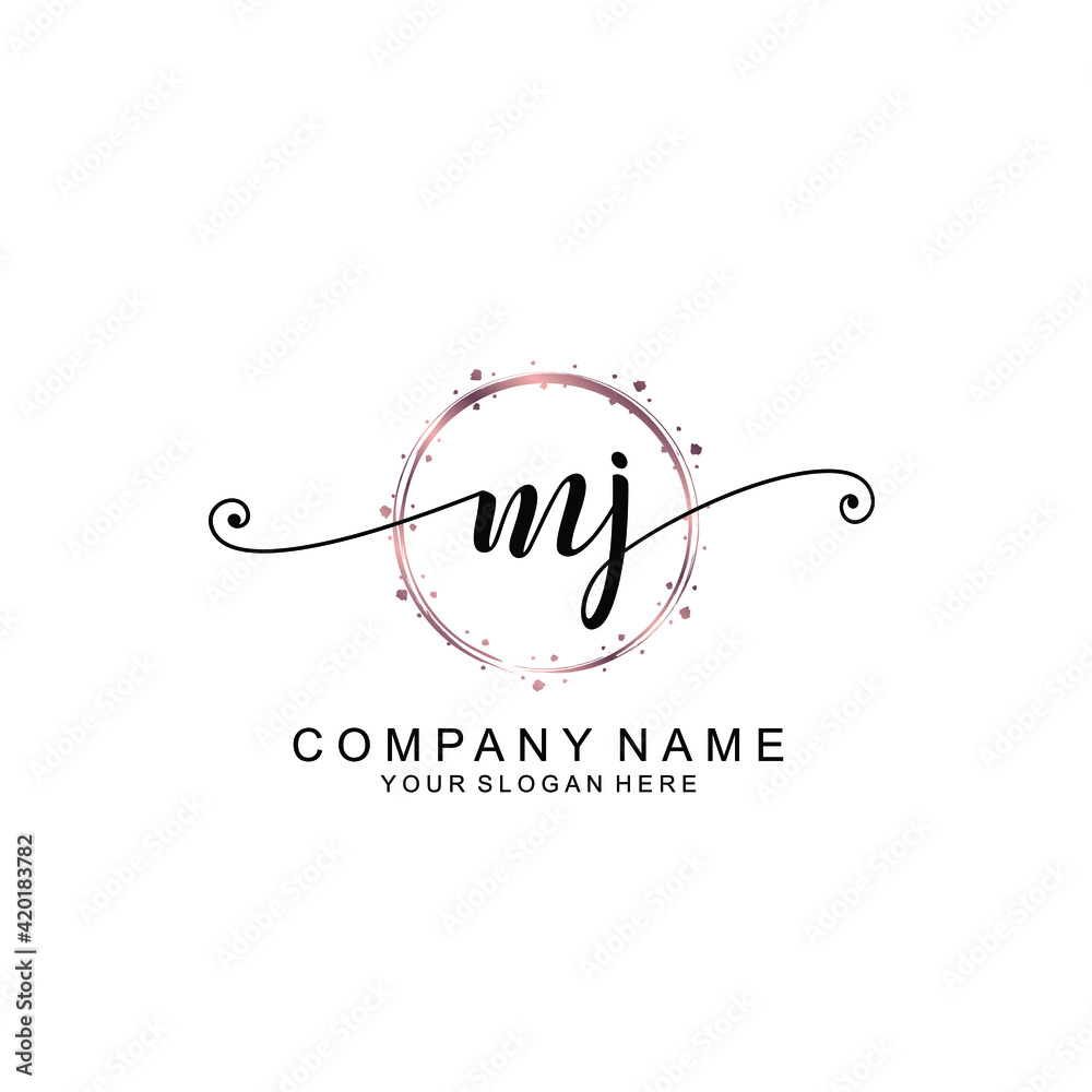 MJ beautiful Initial handwriting logo template MJ beautiful Initial handwriting logo template