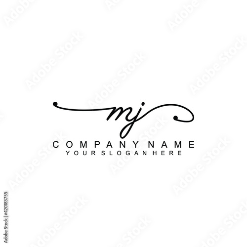 MJ beautiful Initial handwriting logo template