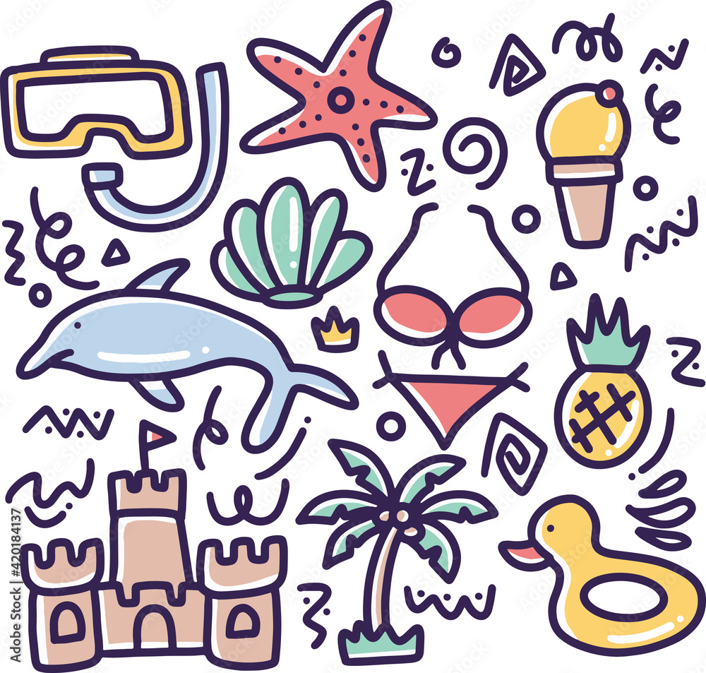 hand drawn beach doodle hand drawn beach doodle