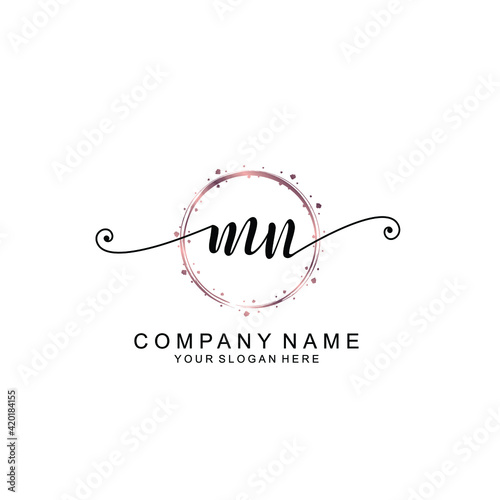 MN beautiful Initial handwriting logo template