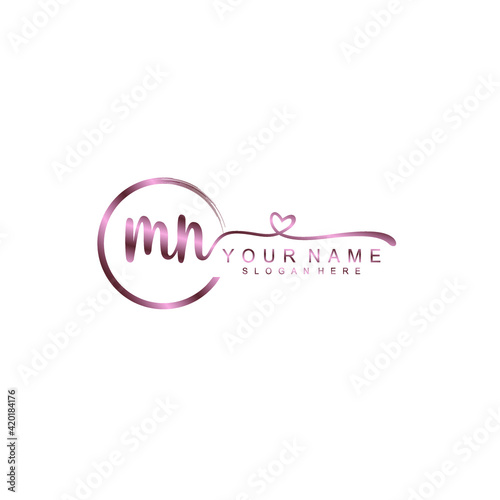 MN beautiful Initial handwriting logo template