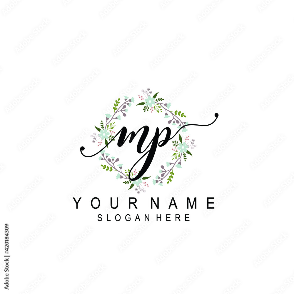 MP beautiful Initial handwriting logo template MP beautiful Initial handwriting logo template