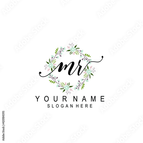 MR beautiful Initial handwriting logo template