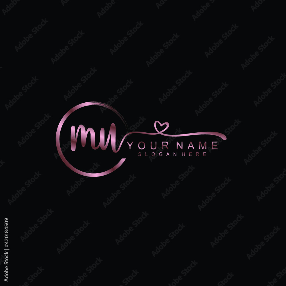 MU beautiful Initial handwriting logo template