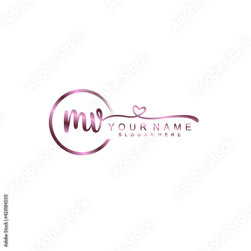 MV beautiful Initial handwriting logo template