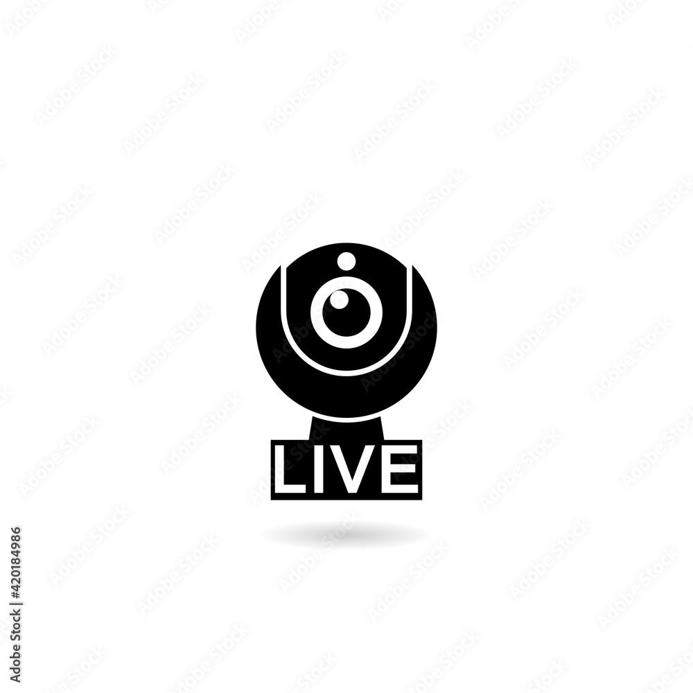 Web cam live icon with shadow Web cam live icon with shadow
