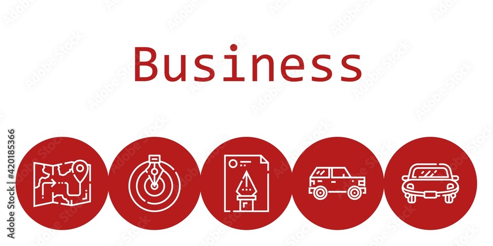 Fototapeta premium business background concept with business icons. Icons related goal, file, car, map