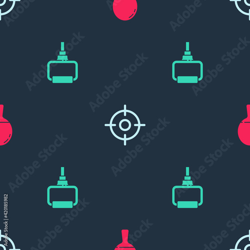 Set Racket for playing table tennis, Target sport and TPX loop training equipment on seamless pattern. Vector