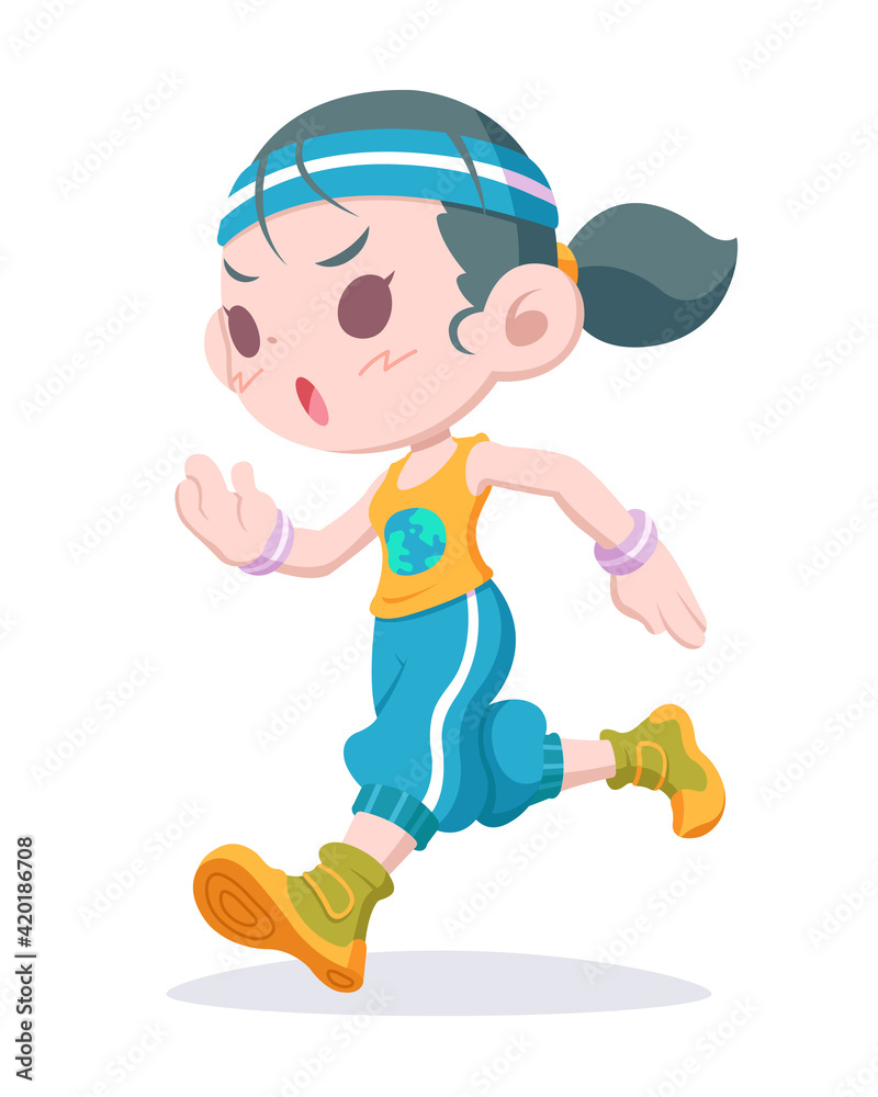 World health day, cute style woman running cartoon illustration
World health day, cute style woman running cartoon illustration