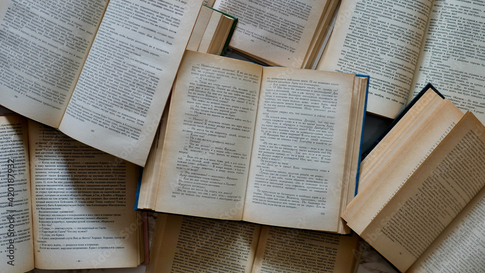 Obraz premium Many old books as a background image.