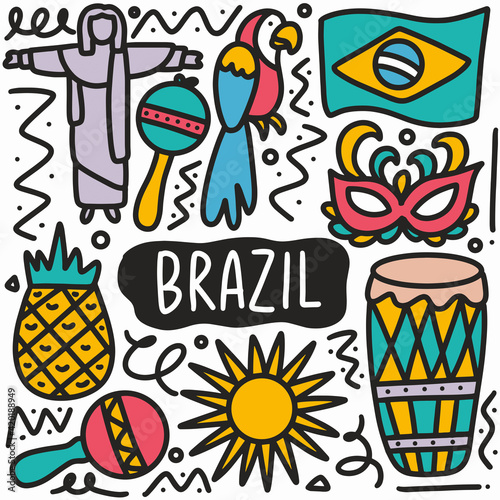 hand drawn doodle brazil holiday